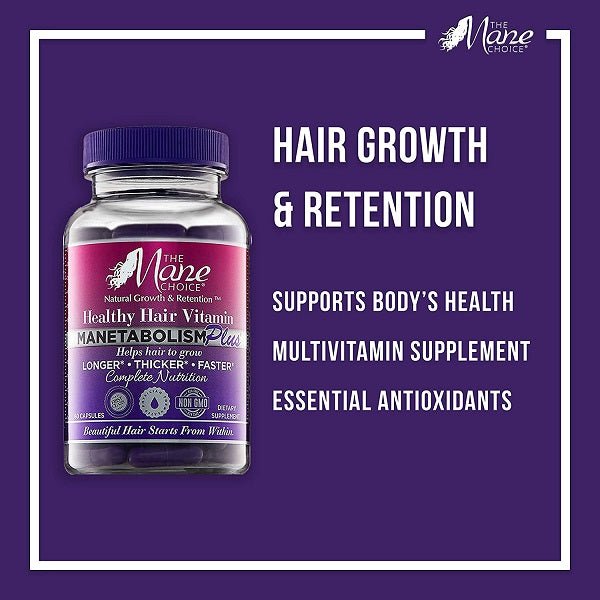 The Mane Choice Manetabolism hair growth & retention multivitamin supplement bottle