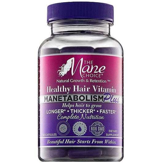 The Mane Choice Manetabolism hair vitamin bottle, purple cap, 60 capsules