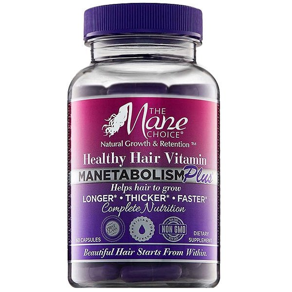 The Mane Choice Manetabolism hair vitamin bottle, purple cap, 60 capsules