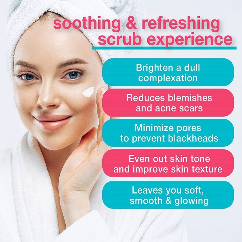 Microdermabrasion scrub on cheek, white cream applied on face with towel