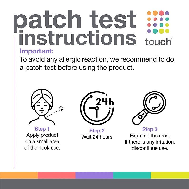 Patch test instructions graphic for Touch microdermabrasion scrub