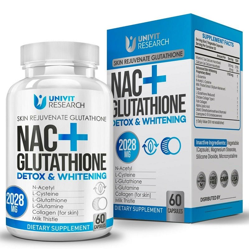 Univit NAC + Glutathione Detox & Whitening 2,028mg | bodytonix Australia Univit NAC + Glutathione Detox & Whitening 2,028mg | bodytonix Australia