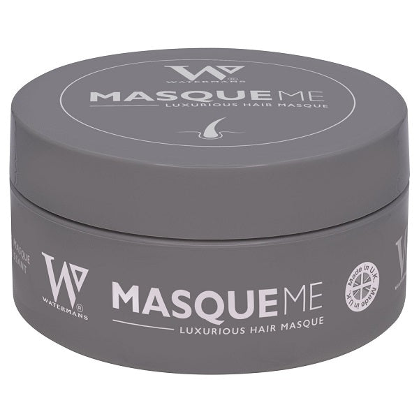 Watermans MasqueMe luxurious hair mask jar with grey lid and front label