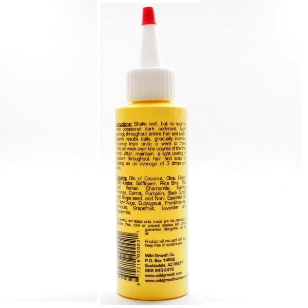 Light oil moisturiser bottle, yellow bottom and red cap with back label text